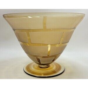 Badash Amber Heavy Cut Crystal Glass Footed Bowl‎ 7 1/2"
